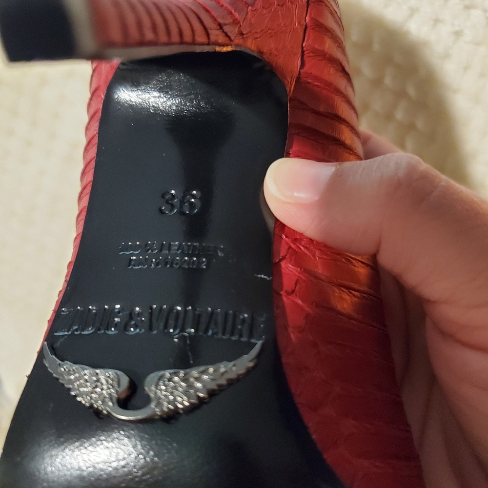 Nwot Zadig & Voltaire Red Python Pointed Toe Heel… - image 5